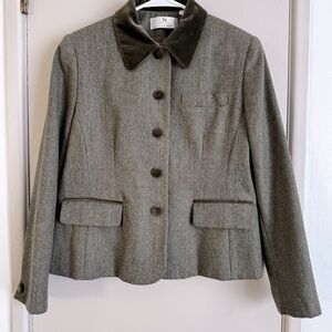 Vintage Green Blazer Tailored Wool-Blend Jacket